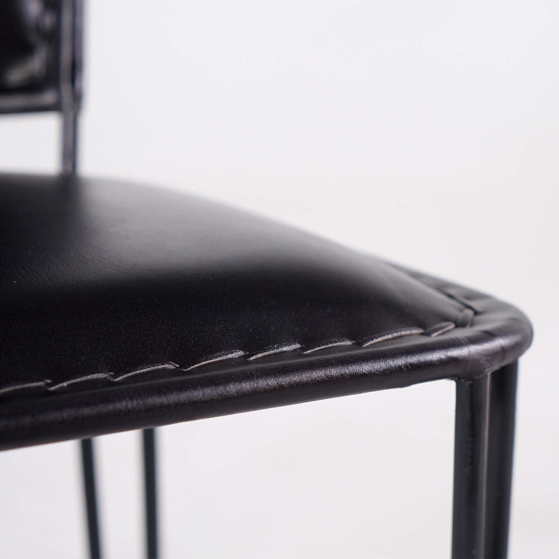 Chaise vintage metal et cuir noir - Smart