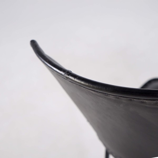 Chaise vintage metal et cuir noir - Smart