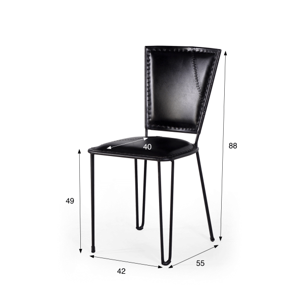 Chaise vintage metal et cuir noir - Smart