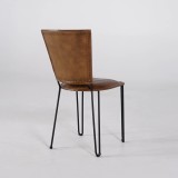 Chaise vintage métal et cuir marron - Smart