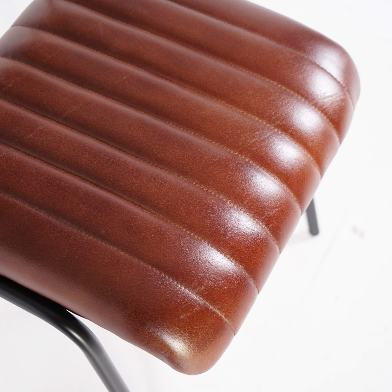 Chaise en métal et cuir naturel - Prati