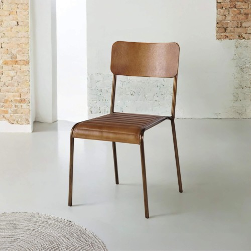 Chaise en cuir marron - Back to school