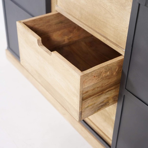 Buffet style industriel​ en bois massif et métal 150 cm - Detroit