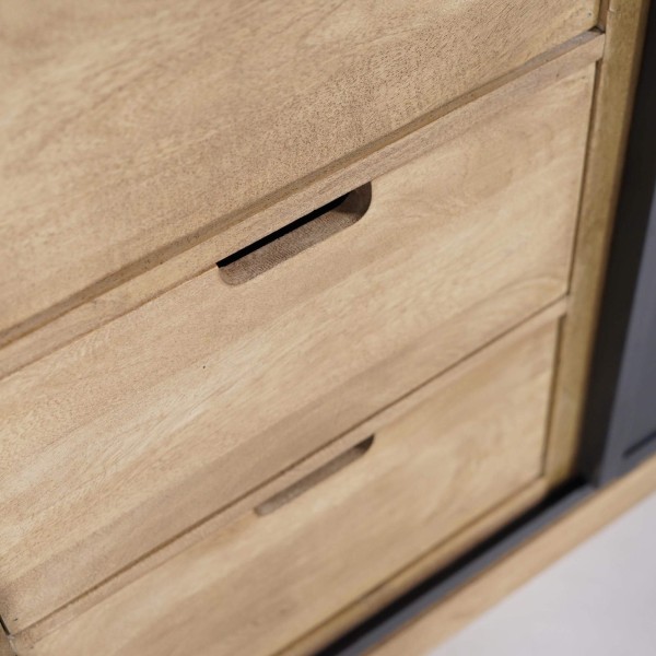 Buffet style industriel​ en bois massif et métal 150 cm - Detroit