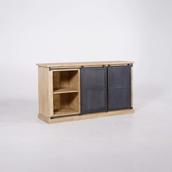 Buffet style industriel​ en bois massif et métal 150 cm - Detroit