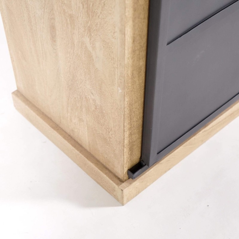 Buffet style industriel​ en bois massif et métal 100 cm - Detroit