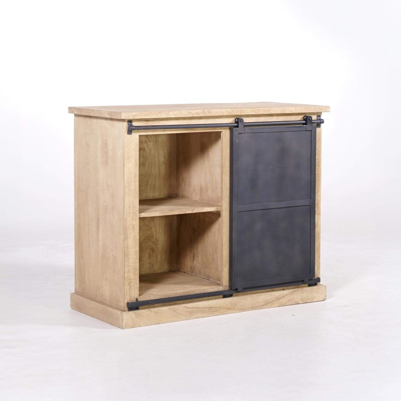 Buffet style industriel​ en bois massif et métal 100 cm - Detroit