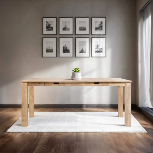 Table à manger en bois massif de style industriel - Detroit
