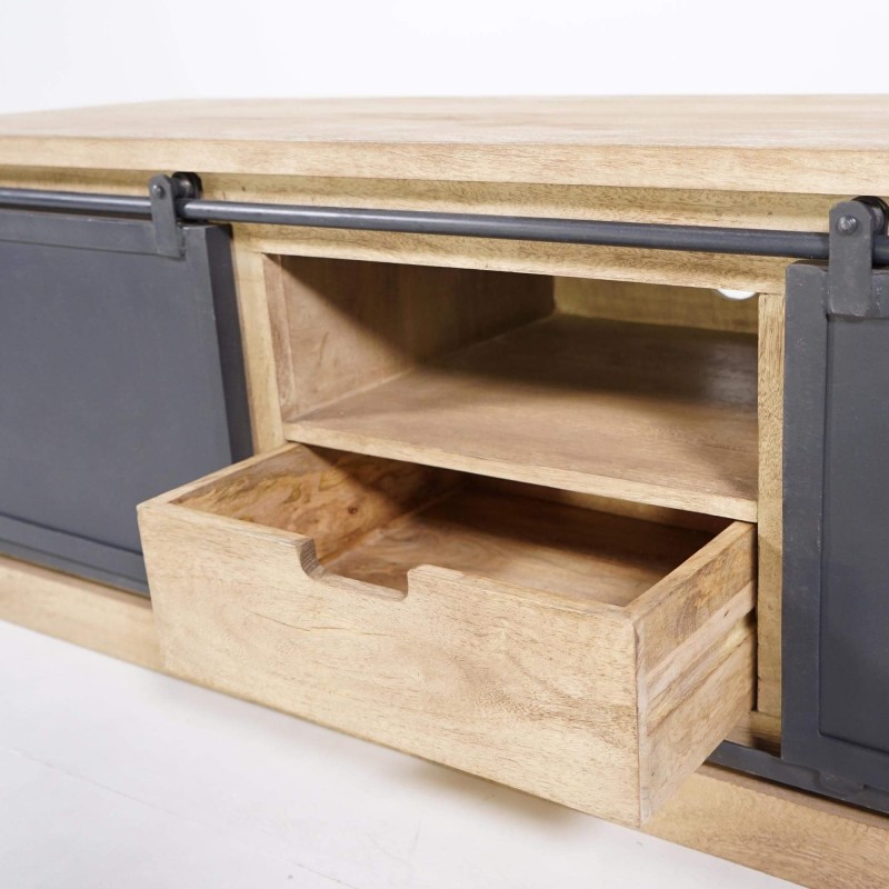 Meuble tv bois massif et metal style industriel​ 150 cm - Detroit