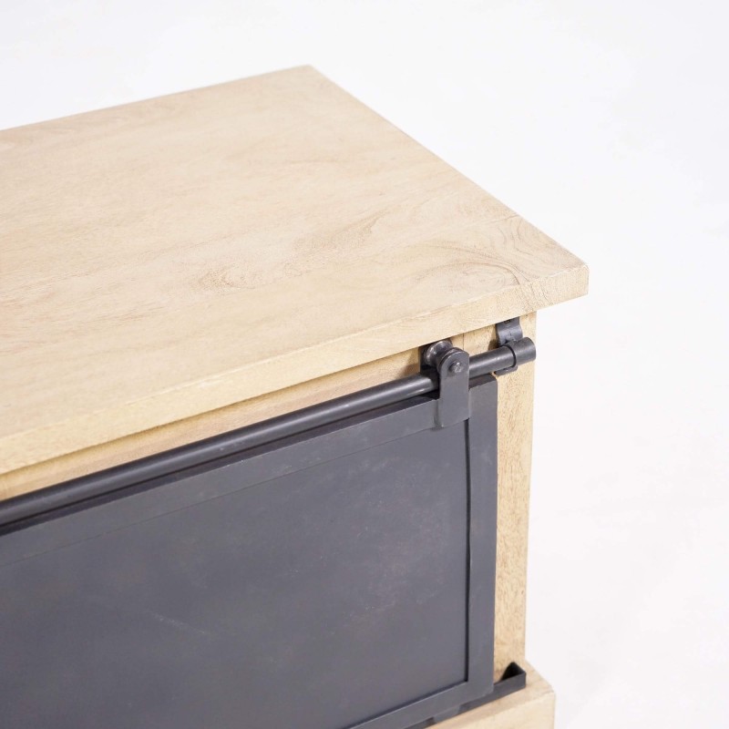 Meuble tv bois massif et metal style industriel​ 200 cm - Detroit