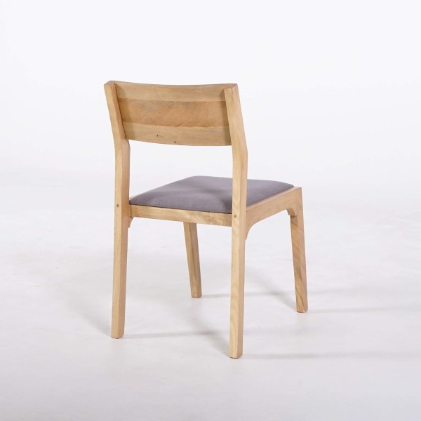 Chaise en bois naturel et tissu gris - Elegance