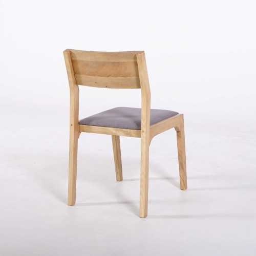 Chaise en bois naturel et tissu gris - Elegance