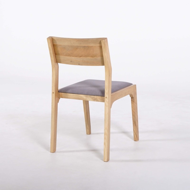 Chaise en bois naturel et tissu gris - Elegance