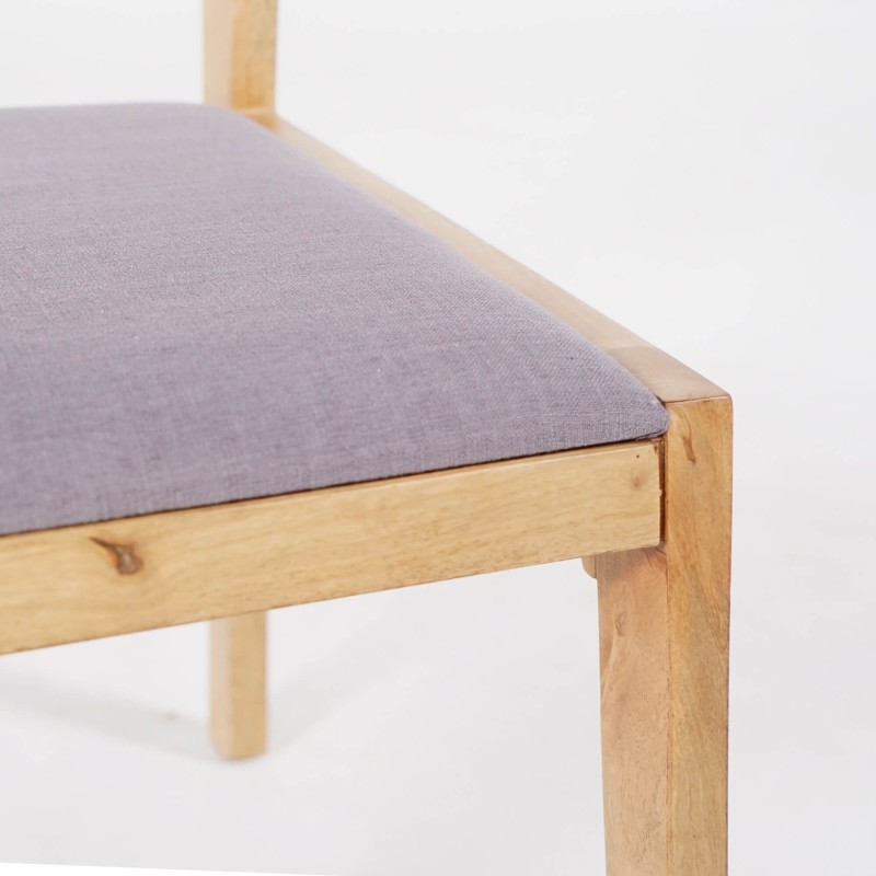 Chaise en bois naturel et tissu gris - Elegance