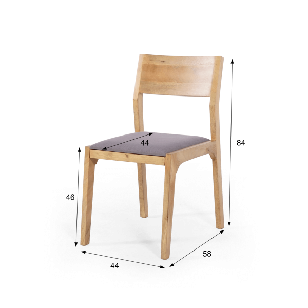 Chaise en bois naturel et tissu gris - Elegance