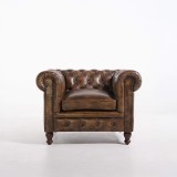 Fauteuil Chesterfield en cuir véritable - Edward