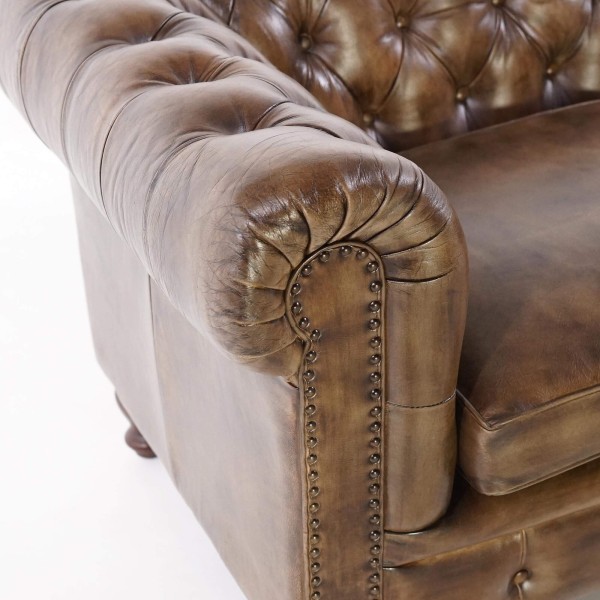 Canapé Chesterfield en cuir véritable 2 places - Edward