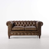 Canapé Chesterfield en cuir véritable 2 places - Edward
