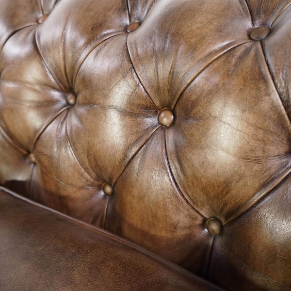 Canapé Chesterfield en cuir véritable 3 places - Edward