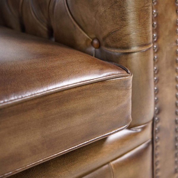 Canapé Chesterfield en cuir véritable 3 places - Edward
