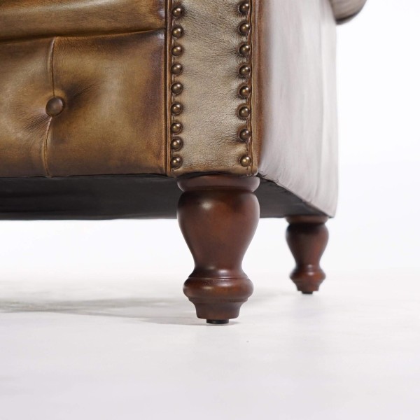 Canapé Chesterfield en cuir véritable 3 places - Edward