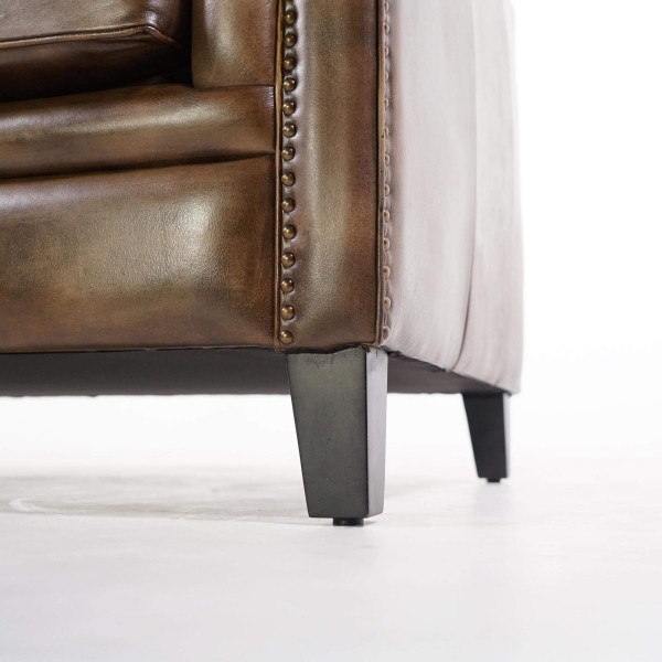 Canapé capitonné en cuir de buffle Chesterfield 2 places - Charles