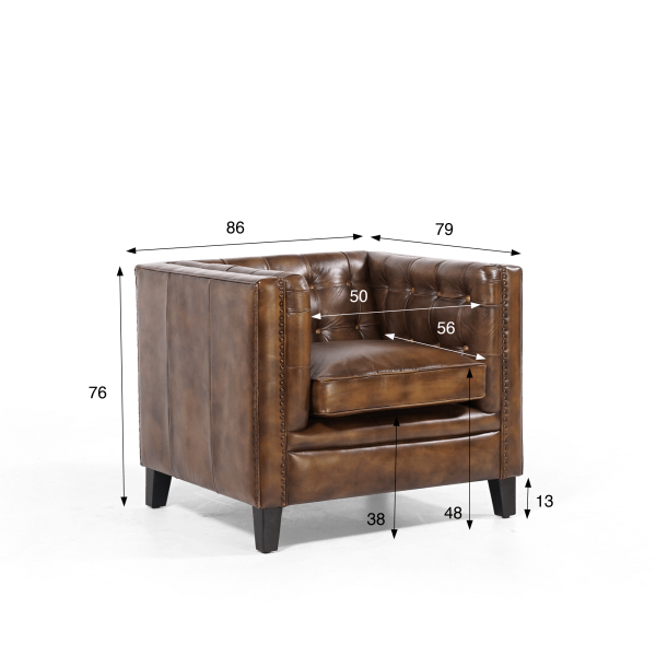 Fauteuil en cuir de buffle Chesterfield - Charles