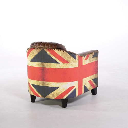 Canapé club en cuir avec drapeau anglais