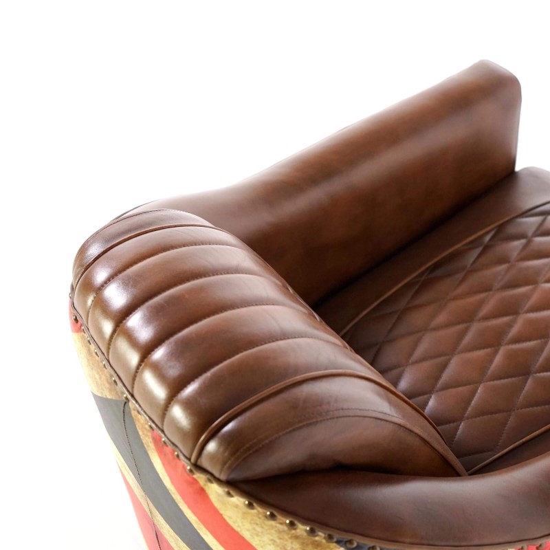 Canapé club en cuir avec drapeau anglais