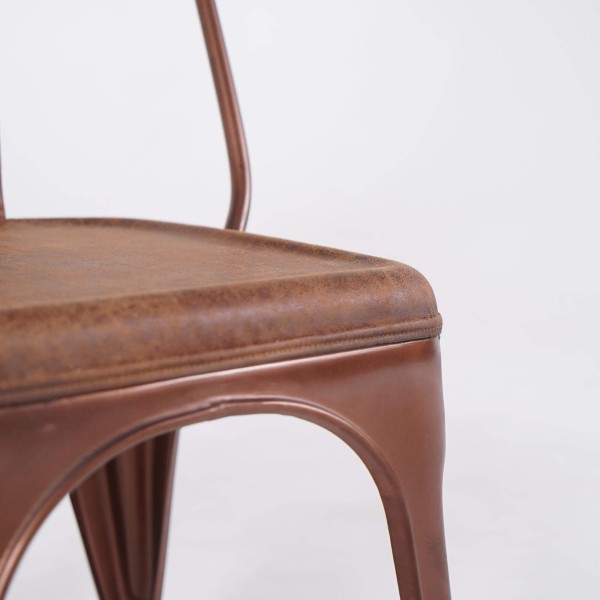 Chaise industrielle cuir et cuivre
