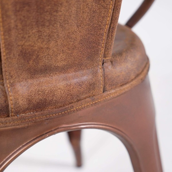 Chaise industrielle cuir et cuivre