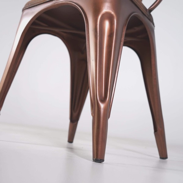 Chaise industrielle cuir et cuivre