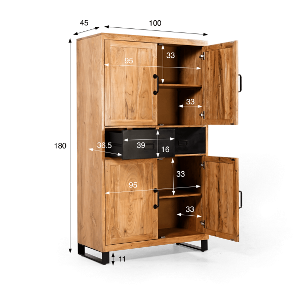 Buffet haut vaisselier en bois d'acacia - Osaka
