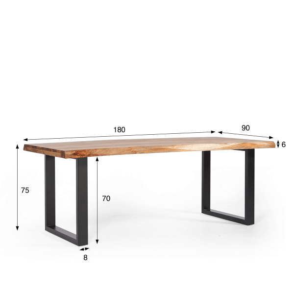 Table à manger bois massif avec pieds en métal - Rustik