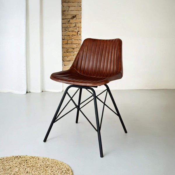 Chaise en cuir marron - Chelsea