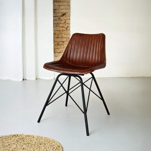 Chaise en cuir marron - Chelsea