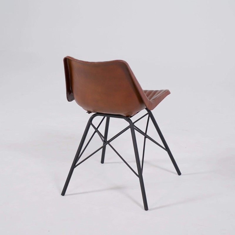 Chaise en cuir marron - Chelsea
