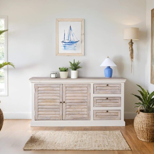 Buffet blanc en bois naturel - Sea side
