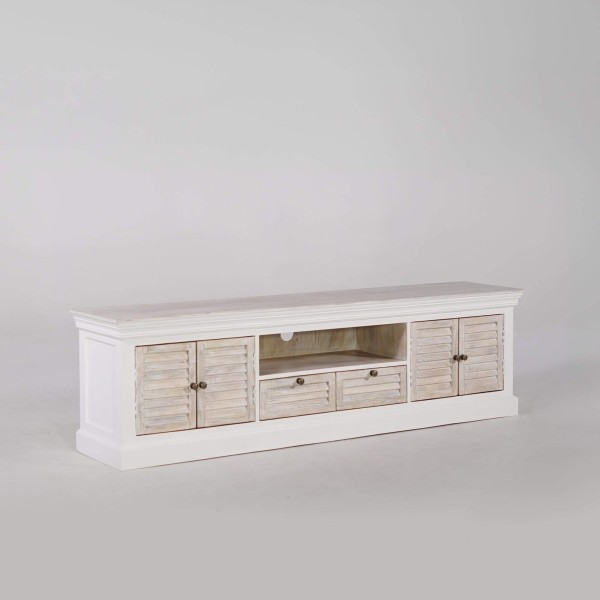 Meuble TV bois et blanc 190 cm - Sea side