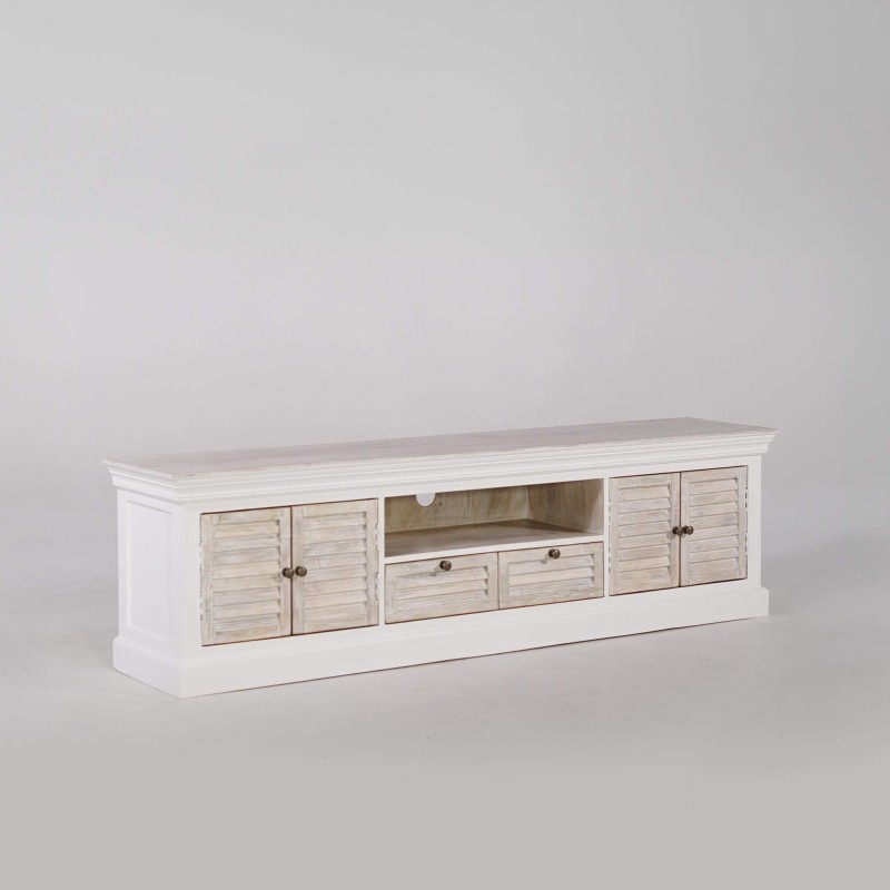 Meuble TV bois et blanc 190 cm - Sea side