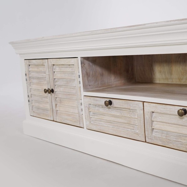 Meuble TV bois et blanc 190 cm - Sea side