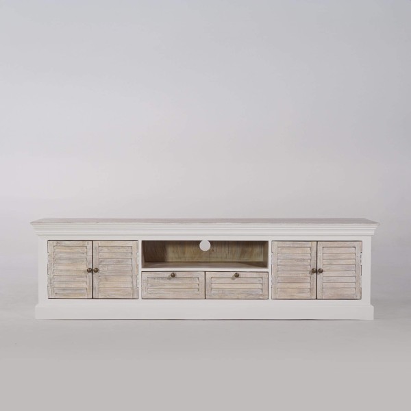 Meuble TV bois et blanc 190 cm - Sea side