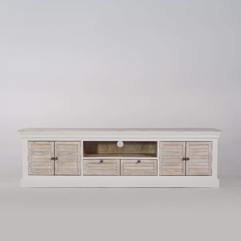 Meuble TV bois et blanc 190 cm - Sea side