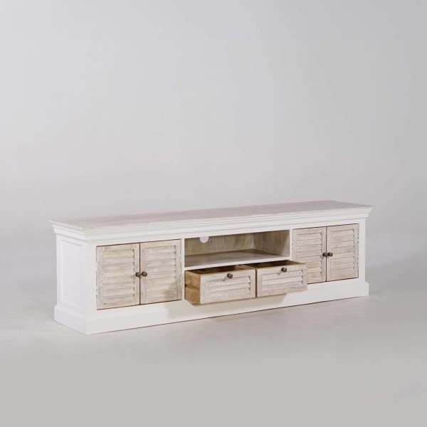 Meuble TV bois et blanc 190 cm - Sea side
