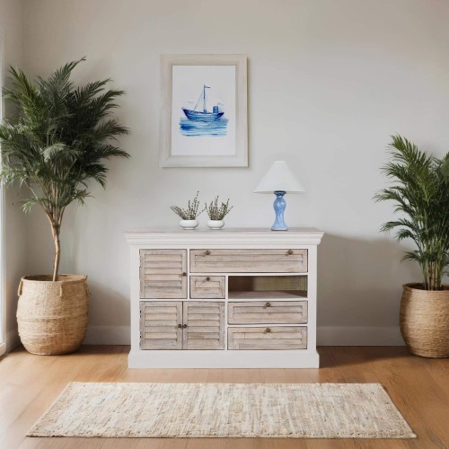 Buffet blanc en bois naturel - Sea side