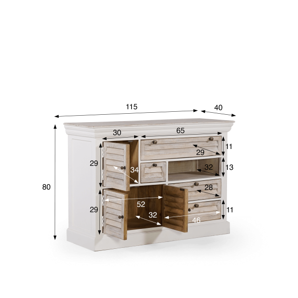 Buffet blanc en bois naturel - Sea side