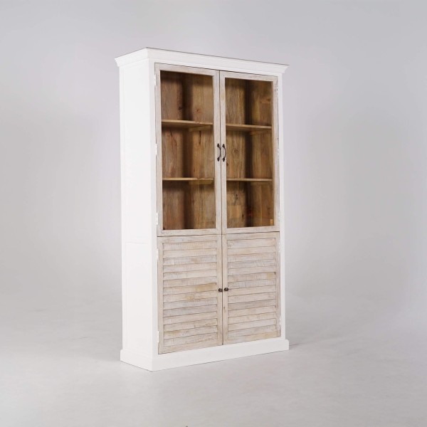 Buffet vitrine blanc en bois naturel - Sea side
