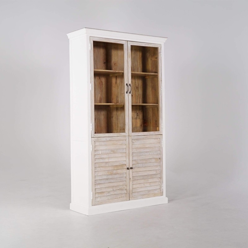 Buffet vitrine blanc en bois naturel - Sea side
