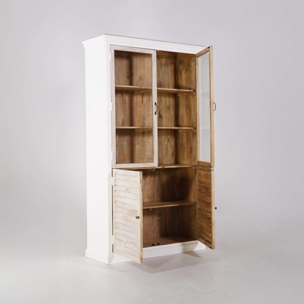 Buffet vitrine blanc en bois naturel - Sea side
