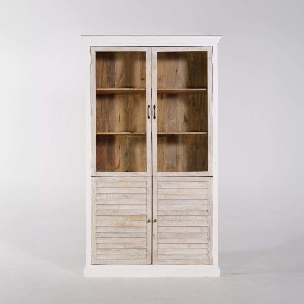 Buffet vitrine blanc en bois naturel - Sea side